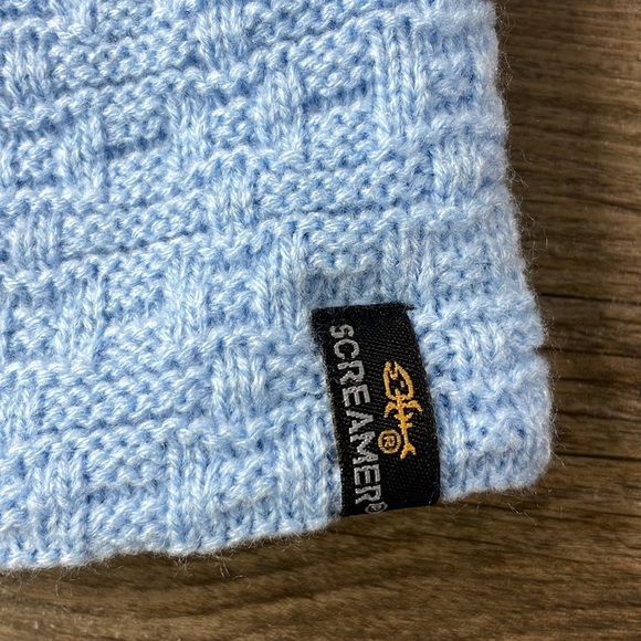 Screamer Light Blue Fleece Lined Knit Hat with PomPoms, Youth - Picture 2 of 7